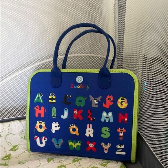 Guolee Blue Alphabet Tote Bag - Picture 1 of 4